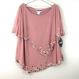Dana Kay Asymmetric Bead & Sequin Detail Blouse Top